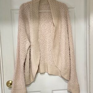 Boho Cream Textured Cocoon Cardigan Sweater - Soft & Cozy